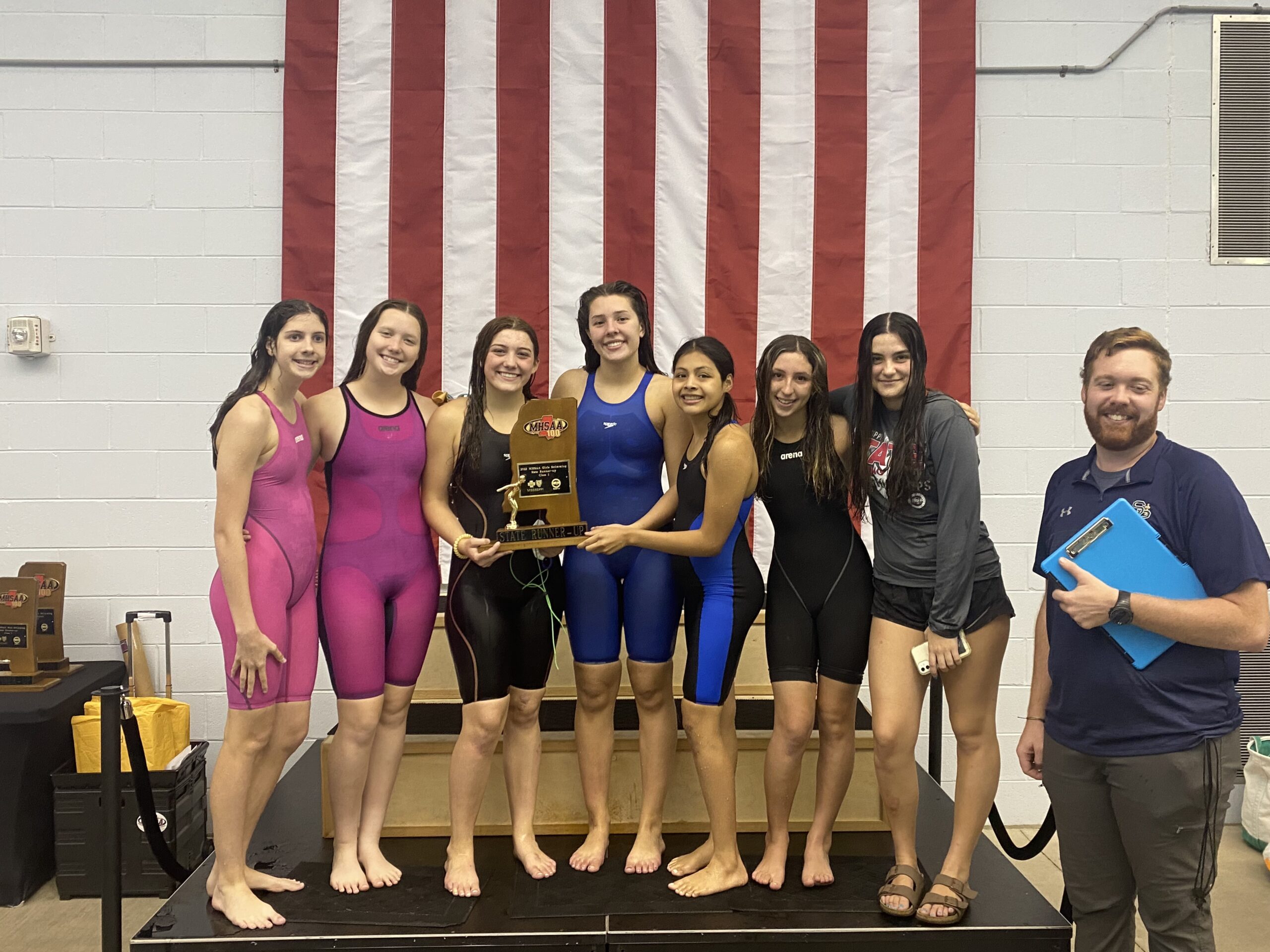 group picture of the girl's state team at the state championship meet